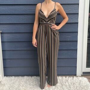 Emerald Sundae Striped Plunge Romper SMALL